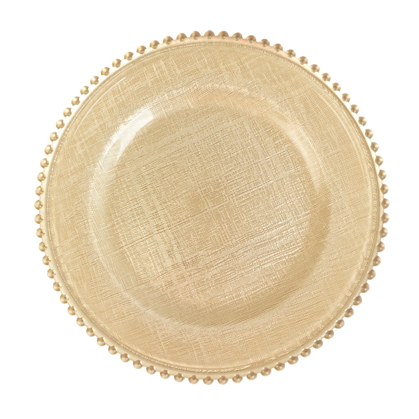 8-Pack Glass Charger Plates 12" Round Gold with Beaded Rim & Cross-Stitch Pattern - Event Tabletop Decorative Dinner Charger Tableware - Image 6