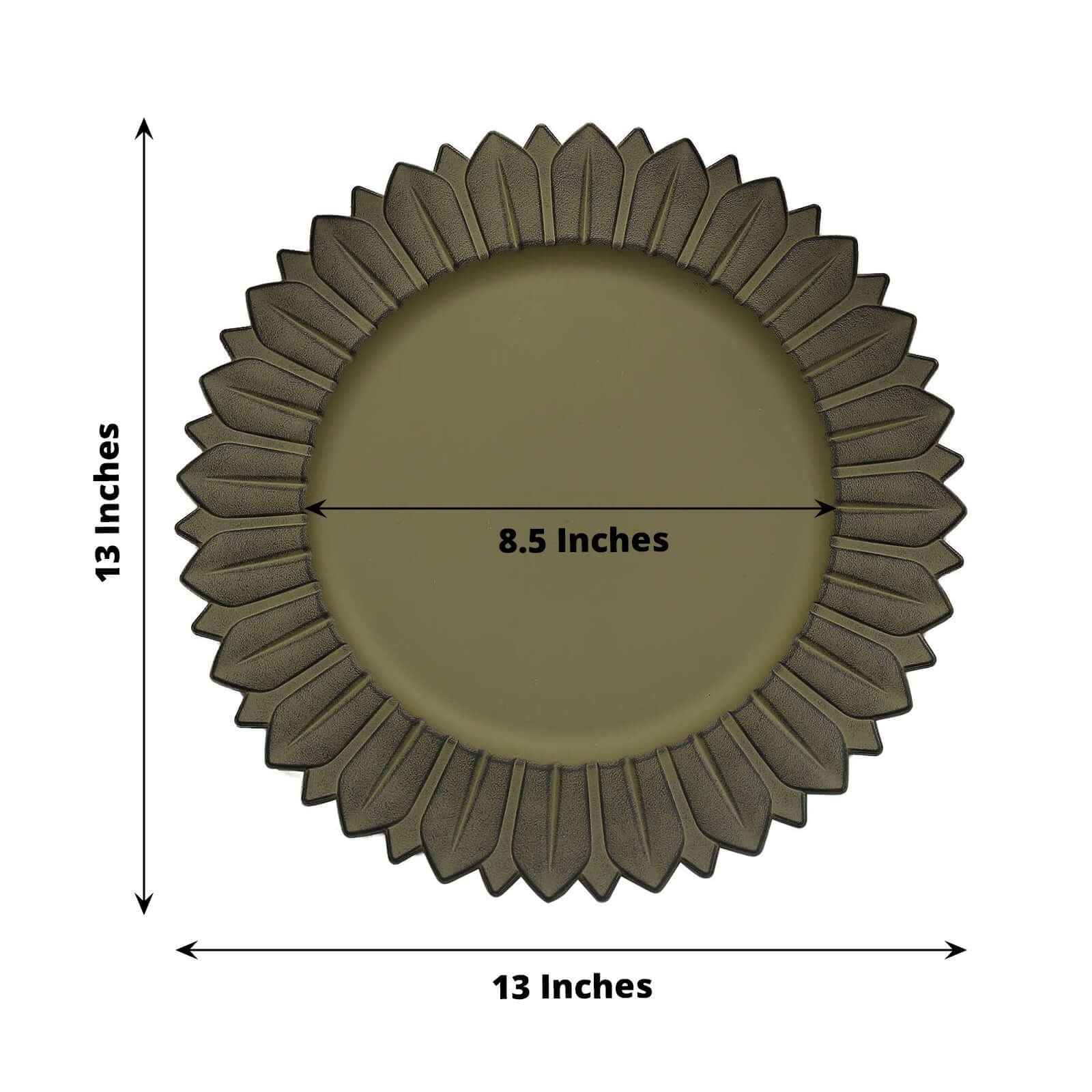 6-Pack Plastic Charger Plates 13" Round Olive Green with Sunflower Rim - Matte Finish Disposable Dinner Charger Tableware - Image 3